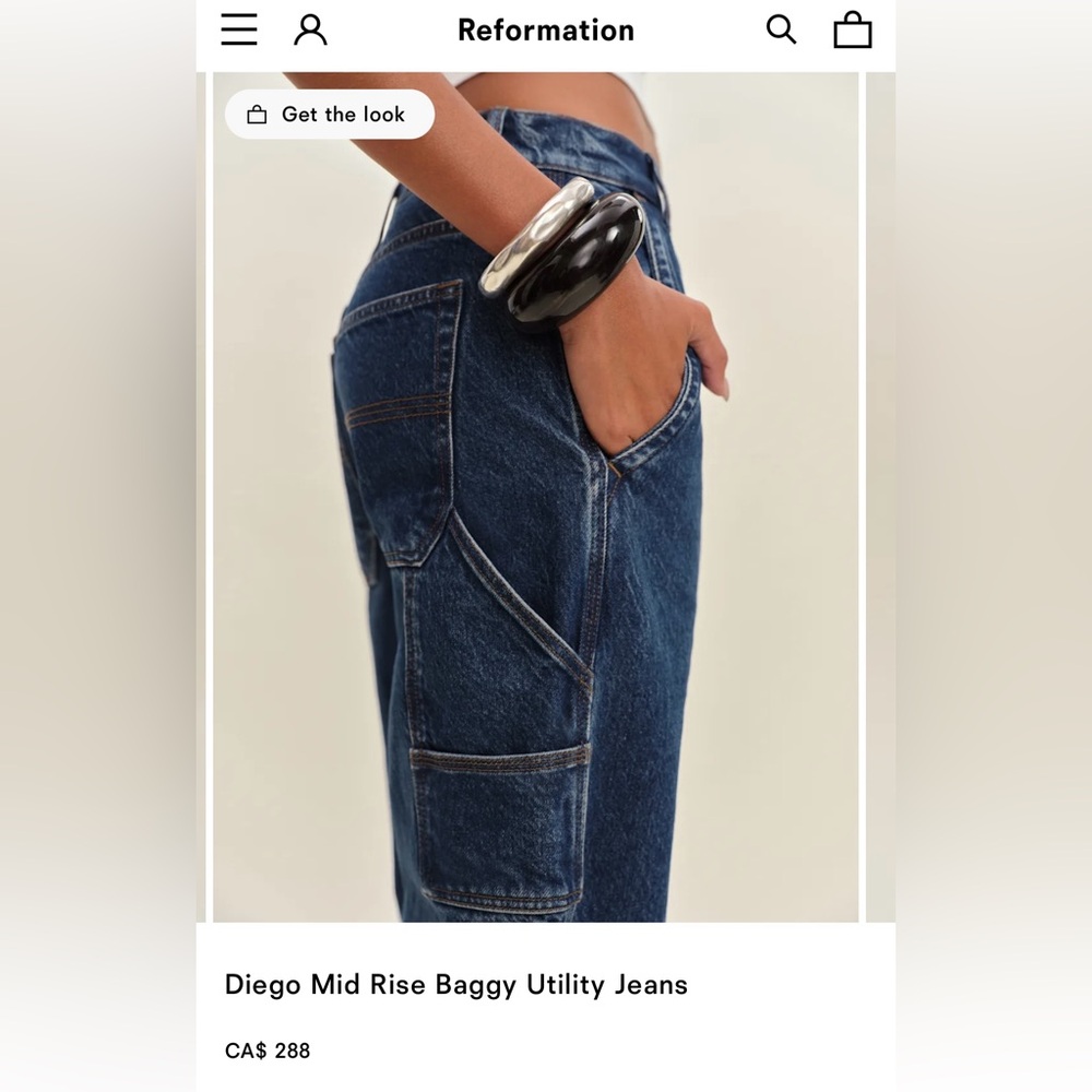 Reformation Dark Blue Baggy Utility Jeans